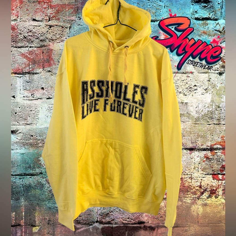 Yellow Hoodie New A$$holes live forever  XL
